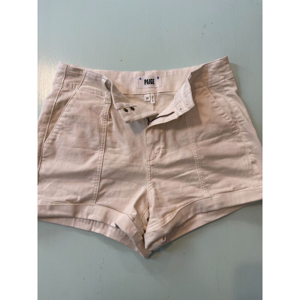 PAIGE Brooklyn Shorts Quartz Sand Size 27 High Rise Cuffed Denim Utility
